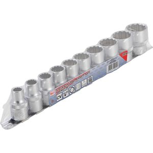 BGS Steckschlüssel-Einsatz-Satz Zwölfkant Antrieb Innenvierkant 12,5 mm (1/2") Zollgrößen 10tlg. - 9114