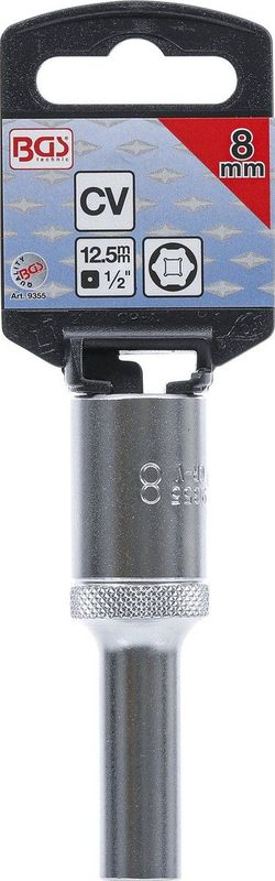 BGS Steckschlüssel-Einsatz Sechskant tief Antrieb Innenvierkant 12,5 mm (1/2") SW 8 mm - 9355
