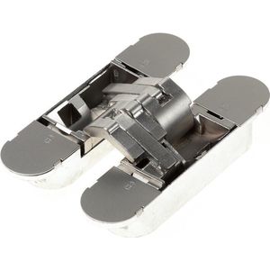 BSW Onzichtbaar scharnier, 3D, type Hide 130-70, afmeting 130x30mm, inox look, brandwerend 30 minuten