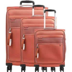 travelite Miigo 4W Trolley-Set L / M / S + Bord Bag Safran Lichtrood 76cm