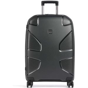 IMPACKT Hardshell koffer met 4 wielen, gemaakt van gerecycled materiaal, duurzame reiskoffer met verwisselbare klikwielen, Lava Black, 67 cm (Größe M), Koffer