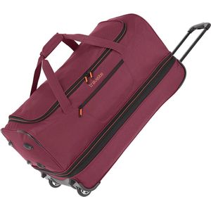 Travelite BASICS bagageserie: reistas met wielen met extra volume, 70 cm, 98 liter (uitbreidbaar tot 119 liter), Bordeaux/Oranje, Basics Duffle