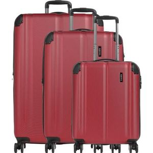 Travelite Koffer met 4 wielen, maten L/M/S met TSA-slot + expansievouw (behalve maat S), bagageserie City: robuuste hardshell trolley met krasbestendig oppervlak, rood, Kofferset, 3-delige kofferset