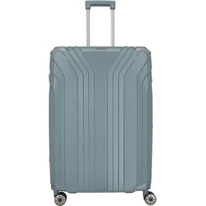 Travelite ELVAA Harde koffer, groot, duurzaam, 4 wielen, met gerecyclede voering, TSA-slot, 76 cm, 102 liter, grijs-blauw, trolley 76 cm, harde koffer met 4 wielen, grijs-blauw, Harde koffer met 4