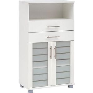 Schildmeyer Midischrank Nikosia Breite 60 cm, mit Glastüren, 2 Schubladen, MDF-Fronten, Metallgriffe