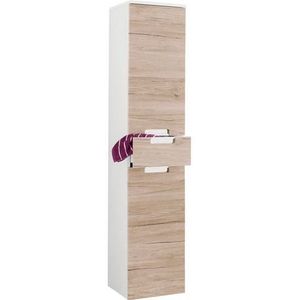 Schildmeyer Hoge kast Rilana 130511, wit glanzend/eiken sanremo decor, 159 x 33 x 35 cm