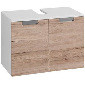 Schildmeyer Rilana 130516 wastafelonderkast, wit glans/eiken Sanremo decor, 46,5 x 65 x 35 cm