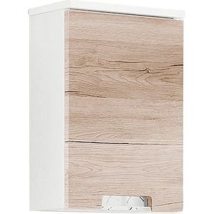 Schildmeyer Rilana 130474 hangkast, wit glans/eiken Sanremo decor, 46,5 x 33 x 16,5 cm