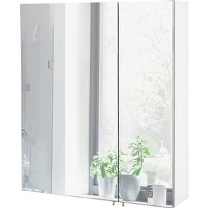 Schildmeyer Basic Spiegelkast, metaal, glas, wit, 60 cm