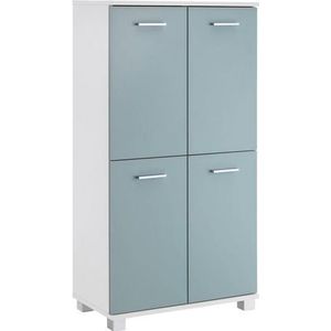 Schildmeyer Lumo Highboard 135288, houtstof, wit/duifblauw, 116,9 x 59,8 x 32,6 cm