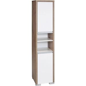 Schildmeyer Bello hoge kast 139685, wild eiken decor/glanzend wit, 34,5/33/154,5 cm