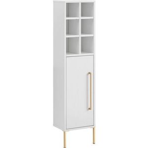 Schildmeyer Highboard Gloria, 148429, houtmateriaal, staal, metaal, 130,6 x 30,4 x 21,8 cm, wit/goud