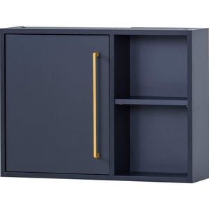 Schildmeyer Kent hangkast, houtmateriaal, nachtblauw/goud, 66,8 x 16 x 48,4 cm