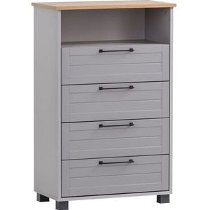 Schildmeyer Jelda Commode, houtmateriaal, platinagrijs/eiken landhuisdecoratie, 62,4 x 34,1 x 102 cm