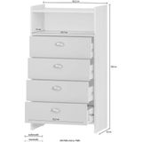 Schildmeyer Lindholm Highboard, houtmateriaal, zandeiken decor/crèmebeige, 60,1 x 33 x 104 cm