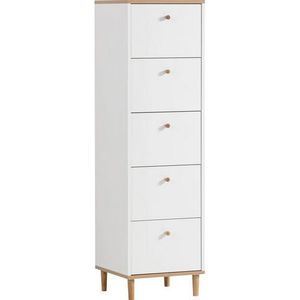 Schildmeyer Hilda commode, houtmateriaal, mat wit/artisaneiken decor, 40 x 40 x 142 cm