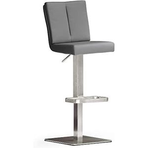 Robas Lund Barkruk grijs met rugleuning bar stoel draaibaar 180 graden, kruk in hoogte verstelbaar, PU BRU.NI