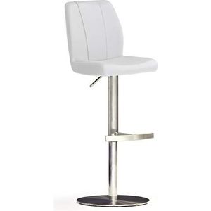 Robas Lund NA.OMI Chaise de bar/Tabouret de bar, PU/Inox, rond/tournable 360°, environ 42 x 89-114 x 52 cm, blanc