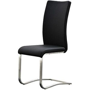 Robas Lund Eetkamerstoelen met kunstleren bekleding, zwart, 52 x 43 x 103 cm (l x b x h), 2 stuks