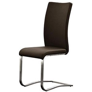 Robas Lund Baun Eetkamerstoel, 2-delige set, belastbaar tot 130 kg, schommelstoel met rundleer, frame van roestvrij staal, comfortabele zithoogte, 52 x 43 x 103 cm