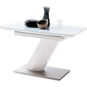 Hoogglans tafel 140 cm met glas