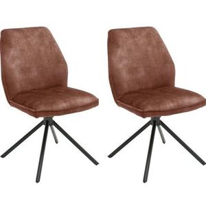 MCA furniture Eetkamerstoel OTTAWA Vintage suède-look met opstaande naad, stoel belastbaar tot 120 kg (set, 2 stuks)