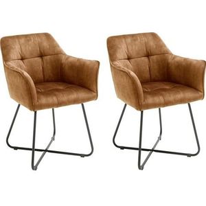 MCA furniture Eetkamerstoel Panama Vintage suède-look met opstaande naad, stoel belastbaar tot 120 kg (set, 2 stuks)