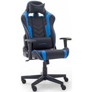 Robas Lund DX Racer Sport OK 132 Gamingstoel, bureaustoel met kantelfunctie, in hoogte verstelbare draaistoel, pc-stoel, ergonomische managersstoel, zwart-blauw