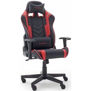 Robas Lund DX Racer Sport OK 132 Gamingstoel, bureaustoel met kantelfunctie, in hoogte verstelbare draaistoel, pc-stoel, ergonomische managersstoel, zwart-rood
