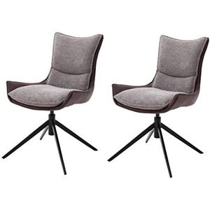 Robas Lund Set van 2 draaistoel, 360 graden, draaistoel, 120 kg, met stoffen bekleding, roestbruin