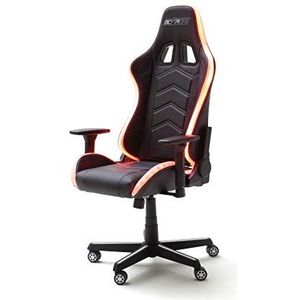 MC Racing Gamingstoel zwart wit in hoogte verstelbaar met kantelfunctie gaming stoel met ledverlichting