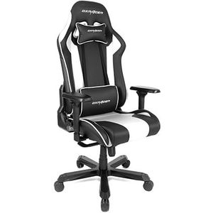 Robas Lund DX Racer K99 Gamingstoel, bureaustoel met kantelfunctie, in hoogte verstelbare draaistoel, E-Sport, verstelbare armleuningen, 4D, zwart-wit, PU