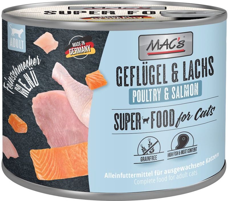 MAC´s Cat Fijnproever 6 x 200 g Kattenvoer - Gevogelte & Zalm