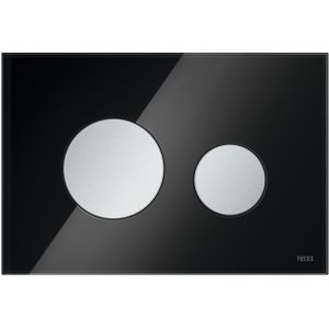 Bedieningsplaat tece loop met duospoeltechniek glas zwart met mat chromen toetsen