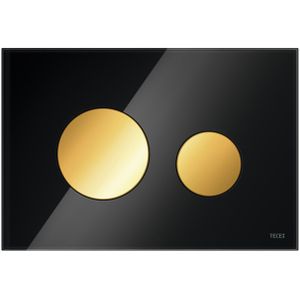 Bedieningsplaat tece loop met duospoeltechniek glas zwart met gouden toetsen