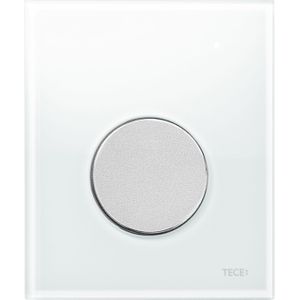Urinoir bedieningsplaat tece loop glas wit 10,4x12,4 cm (met mat chromen toets)