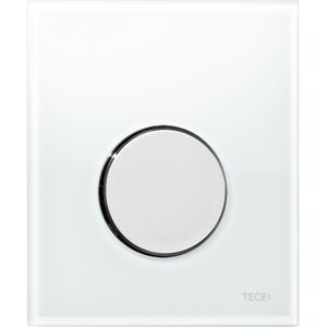 Teceloop Urinoir-Bedieningsplaat Incl. Cartouche Glas Wit, Toets Glanzend Chroom
