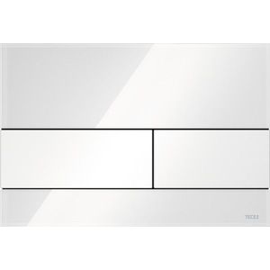 TECE TECEsquare WC-Betätigungsplatte Zweimengentechnik, Glas weiß glänzend, Tasten weiß glänzend, 9240800