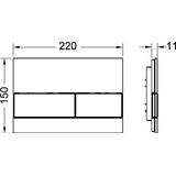 Tece 9.240.802 Vierkante bedieningsplaat voor WC (glas wit, toetsen chroom glanzend, twee hoeveelheden, bedienbaar van boven en voor)