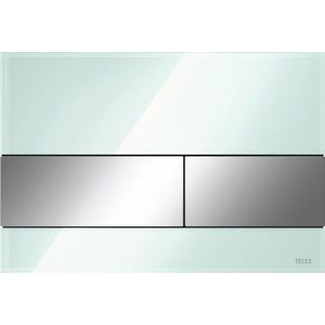 Tece Gmbh - tece WC-Betätigungsplatte TECEsquare Glas für Zweimengentechnik, Glas mintgrün, Tasten Chrom 9240805