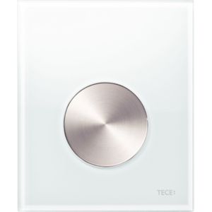 Teceloop Urinoir-Bedieningsplaat Incl. Cartouche Glas Wit, Toets Rvs Geborsteld