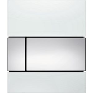 Urinoir bedieningsplaat tece square glas wit 10,4x12,4 cm (met glanzend chromen toetsen)