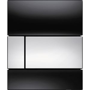 Urinoir bedieningsplaat tece square glas zwart 10,4x12,4 cm (met glanzend chromen toetsen)