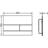 Tece Square II bedieningsplaat duospoeltechniek incl. inbouwraam metaal glanzend chroom