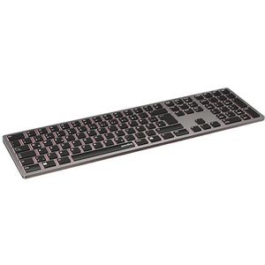 Speedlink LEVIA Keyboard - Bluetooth-toetsenbord draadloos oplaadbaar, aluminium behuizing, USB draadloze en aansluiting met kabelverbinding, verlichte toetsen/omgevingslicht, grijs