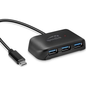 Speedlink - Snappy Evo - Docking Station - Zwart - 4 USB-A Poorten, USB-C, Gegevensoverdracht tot 5 Gbit/s
