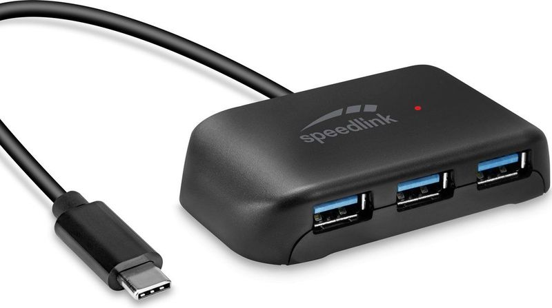 Speedlink - Snappy Evo - Docking Station - Zwart - 4 USB-A Poorten, USB-C, Gegevensoverdracht tot 5 Gbit/s