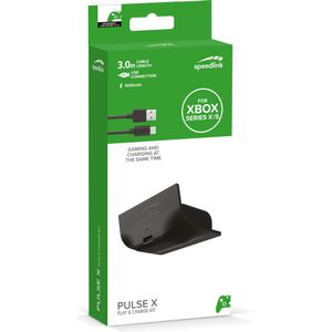 Speedlink PULSE X Play & Charge Kit - Powerbank met bevestiging voor Xbox Series X/S-controllers, een extra 8 uur speeltijd, zwart