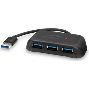 Speedlink - SNAPPY EVO - USB-hub - Zwart - 4-poorts met 3x USB-A en 1x USB-C, Gegevensoverdracht tot 5 Gbit/s