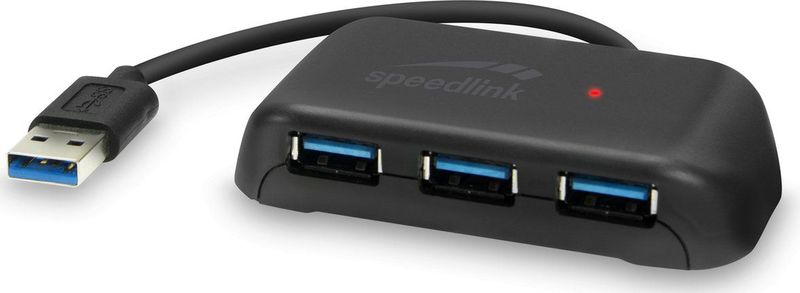 Speedlink - SNAPPY EVO - USB-hub - Zwart - 4-poorts met 3x USB-A en 1x USB-C, Gegevensoverdracht tot 5 Gbit/s